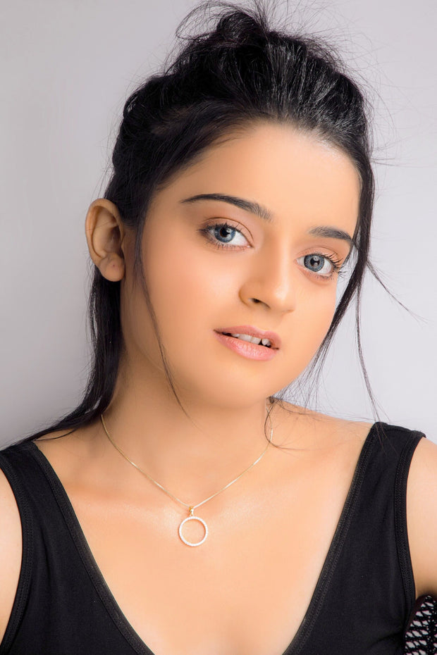 14K Gold Plated Diamond Necklace / Diamond Karma Necklace