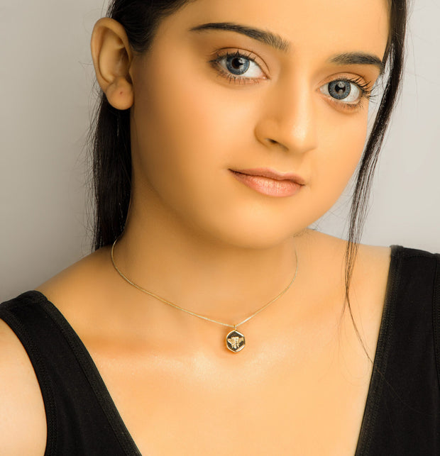 14K Gold Bee Necklace / Bee Charm Pendant