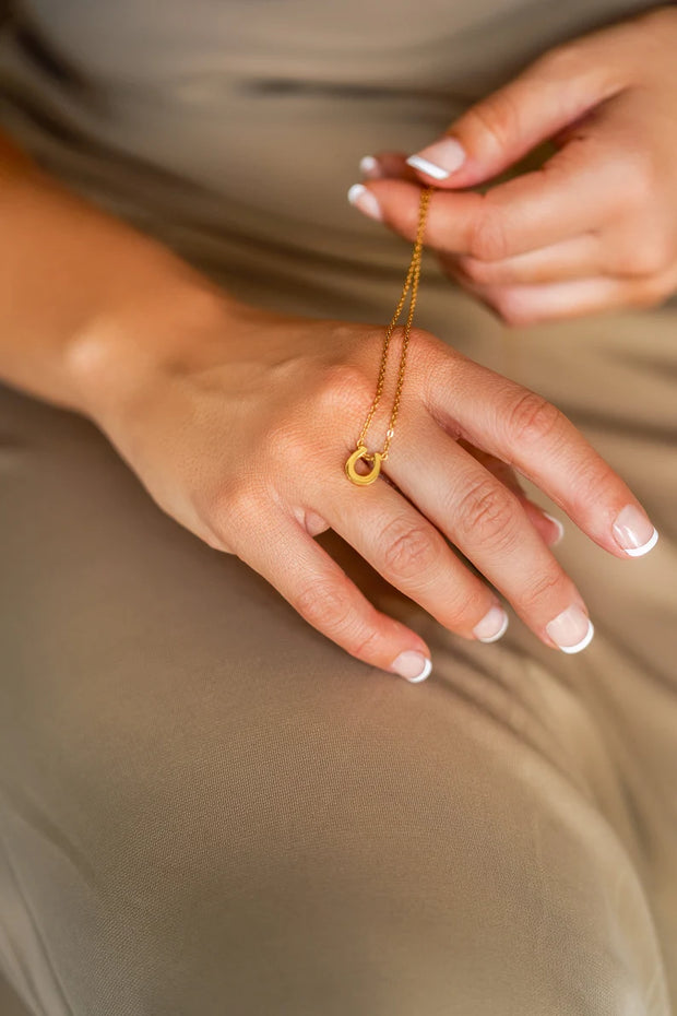 Dainty Horseshoe Necklace - 14k Gold Plated