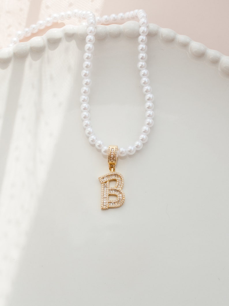 Pearl Initial Pendant Necklace – Custom Beaded Letter