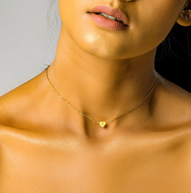 Mini Heart Initial Personalised Necklace, Letter Jewellery