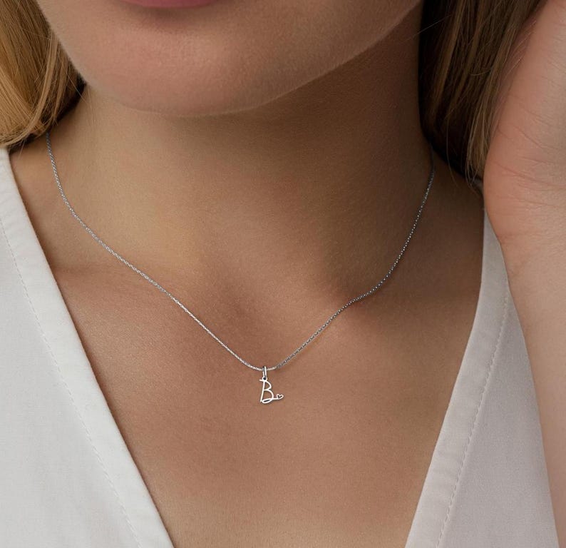 Personalized Initial Necklace, Gold Letter with Heart, Handmade Jewelry