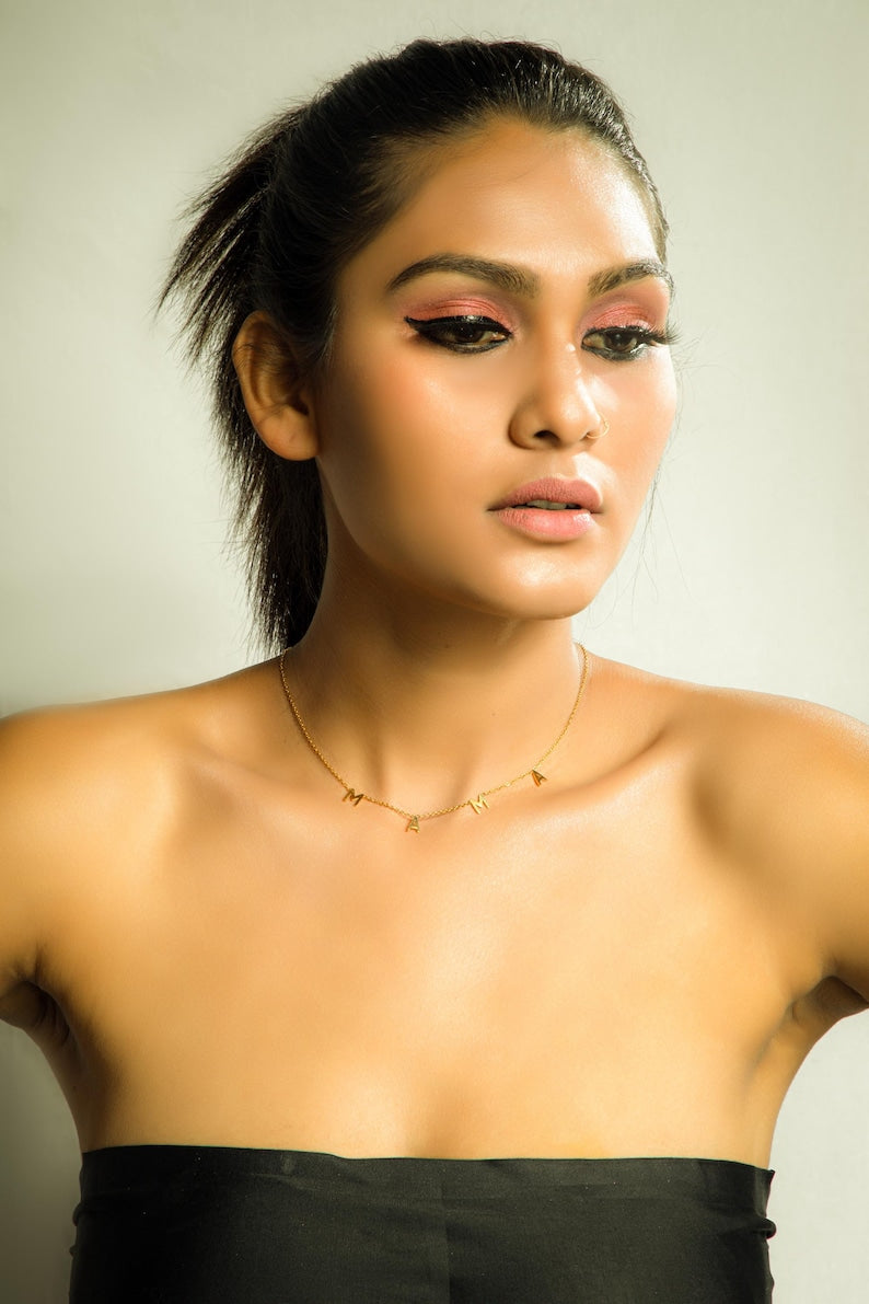 14K Elegant and Timeless Gift for Mama, Handmade Mama Necklace