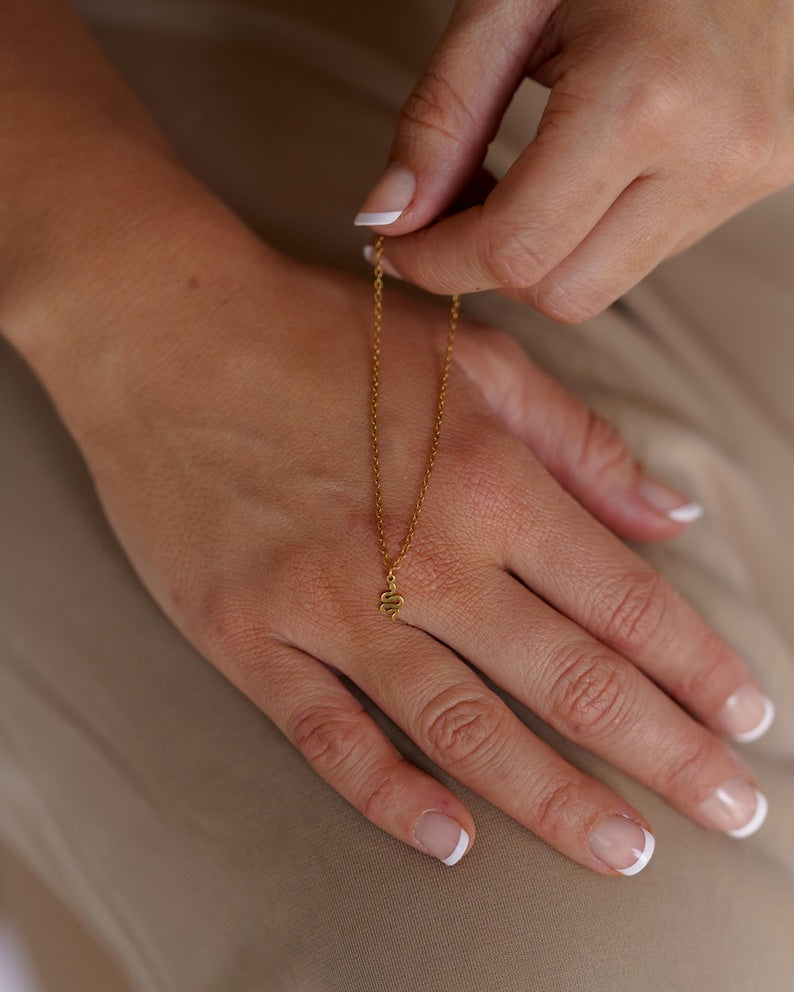Tiny Snake Necklace – Dainty Serpent Pendant