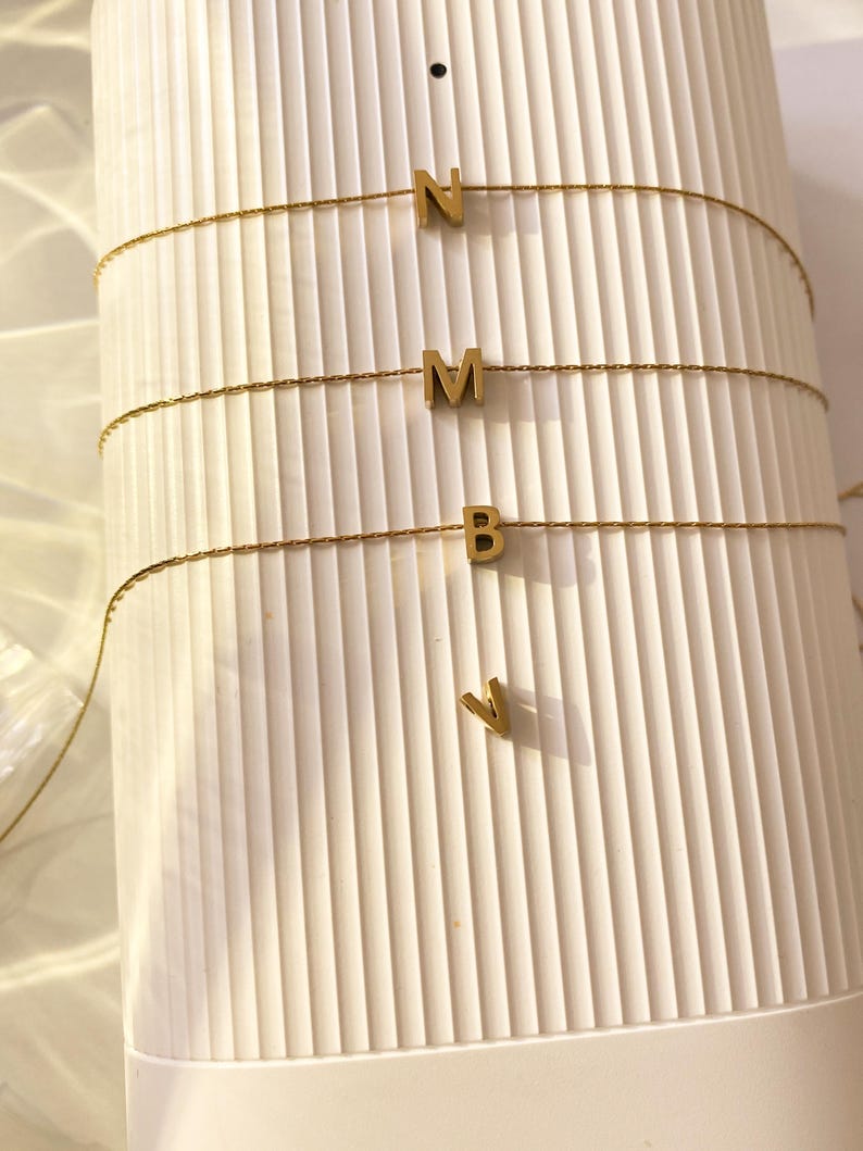 Gold Initial Necklace - Dainty Letter Pendant, Personalized Jewelry