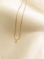 Dainty 18k Gold Diamond Solitaire Necklace, Minimalist Flower Pendant