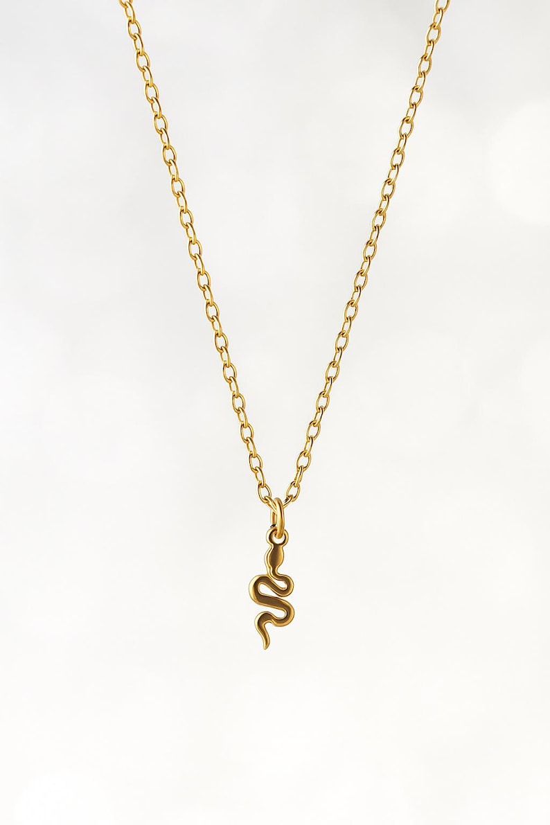 Tiny Snake Necklace – Dainty Serpent Pendant