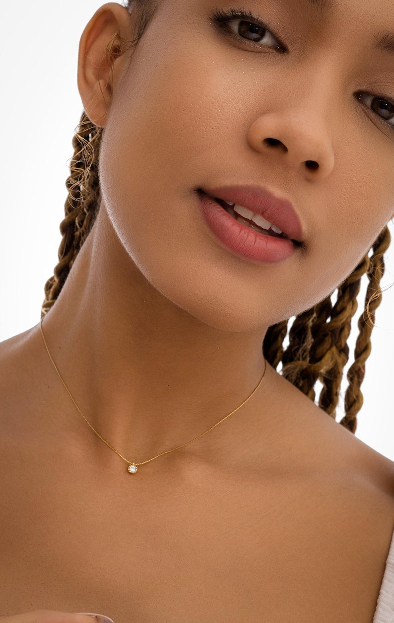Tiny Gold Necklace | 14K Gold Plated Dainty Pendant