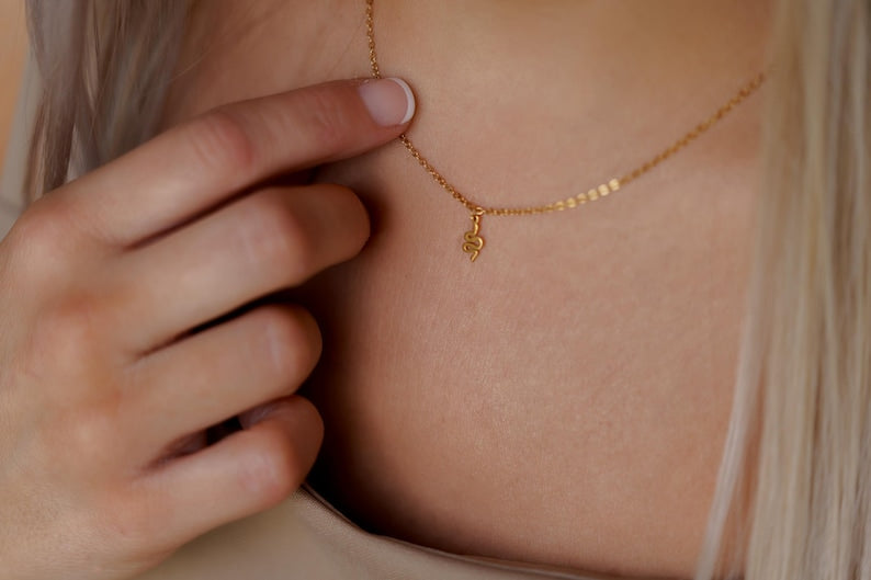 Tiny Snake Necklace – Dainty Serpent Pendant