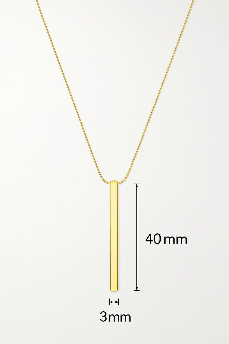 Gold & silver bar necklace, Vertical bar necklace, Minimalist necklace, simple bar necklace