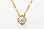 Bridal Solitaire Necklace • Dainty 8mm Bezel Pendant