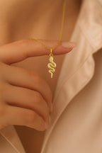 14K Gold Snake Pendant Necklace: Stainless Steel Serpent Jewelry uk