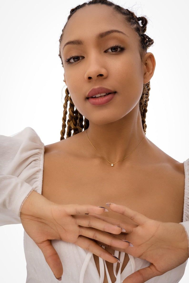 Tiny Gold Necklace | 14K Gold Plated Dainty Pendant