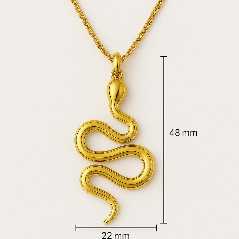 18K Gold Snake Pendant Necklace: Elegant Serpent Jewelry