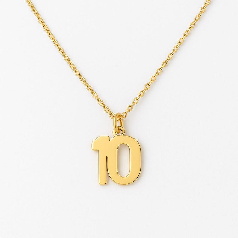 Custom Number Necklace 0–99, 14k Gold or Silver Plated Jewelry