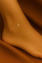 14K Gold Plated Star Anklet: Dainty Stainless Steel Box or Cable Chain
