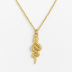14K Gold Snake Pendant Necklace: Stainless Steel Serpent Jewelry uk