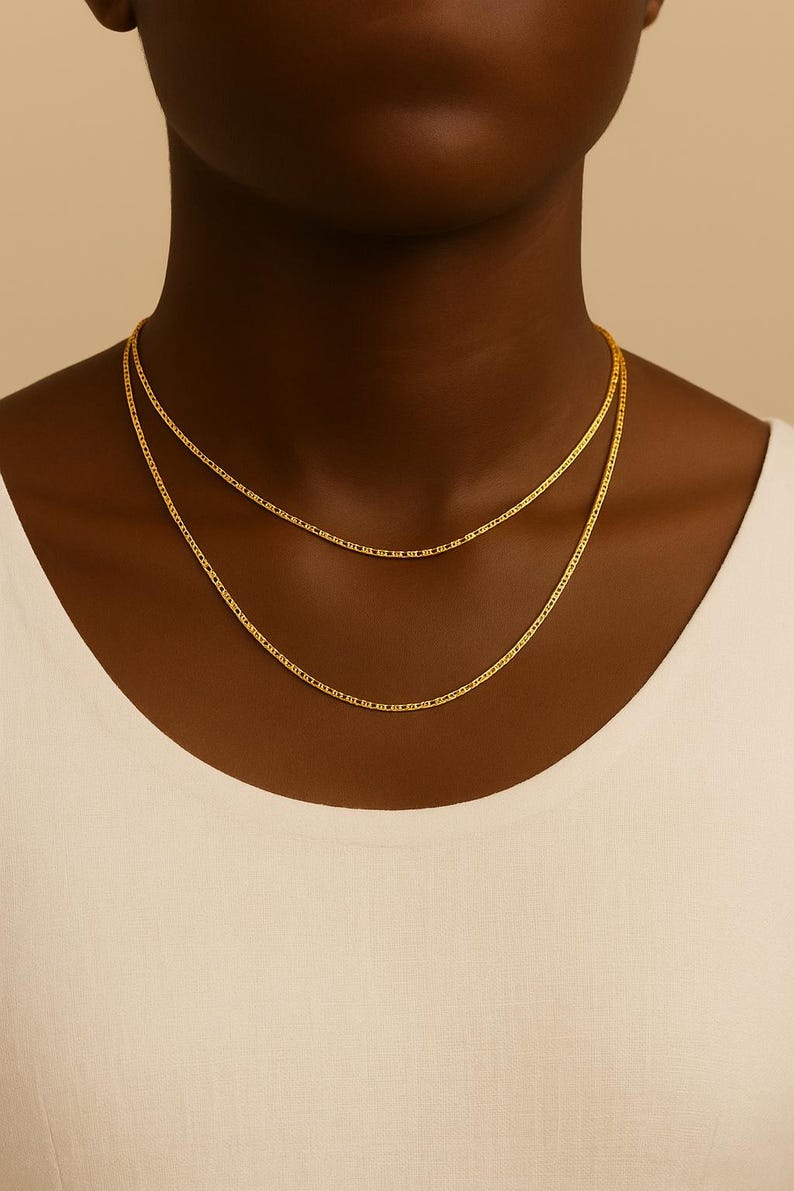 2mm Thin Chain Necklace, Dainty Chain, 14K Gold or Silver