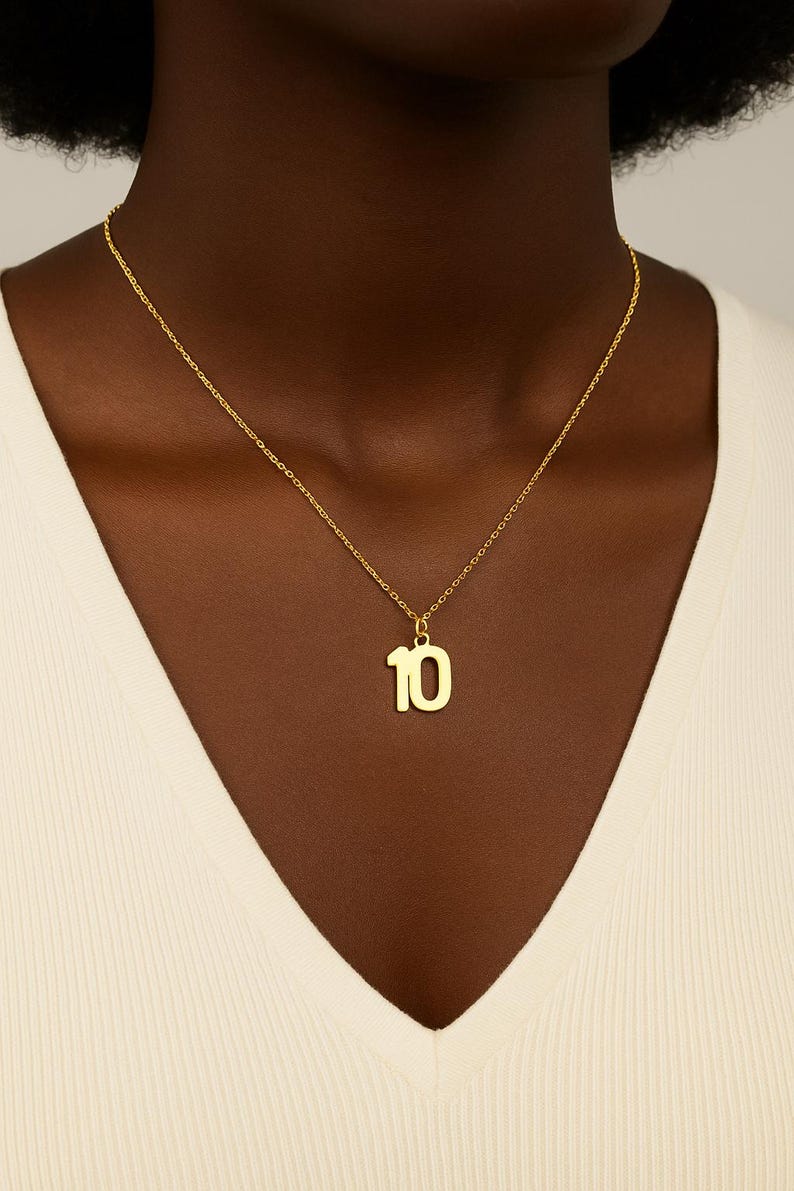 Custom Number Necklace 0–99, 14k Gold or Silver Plated Jewelry