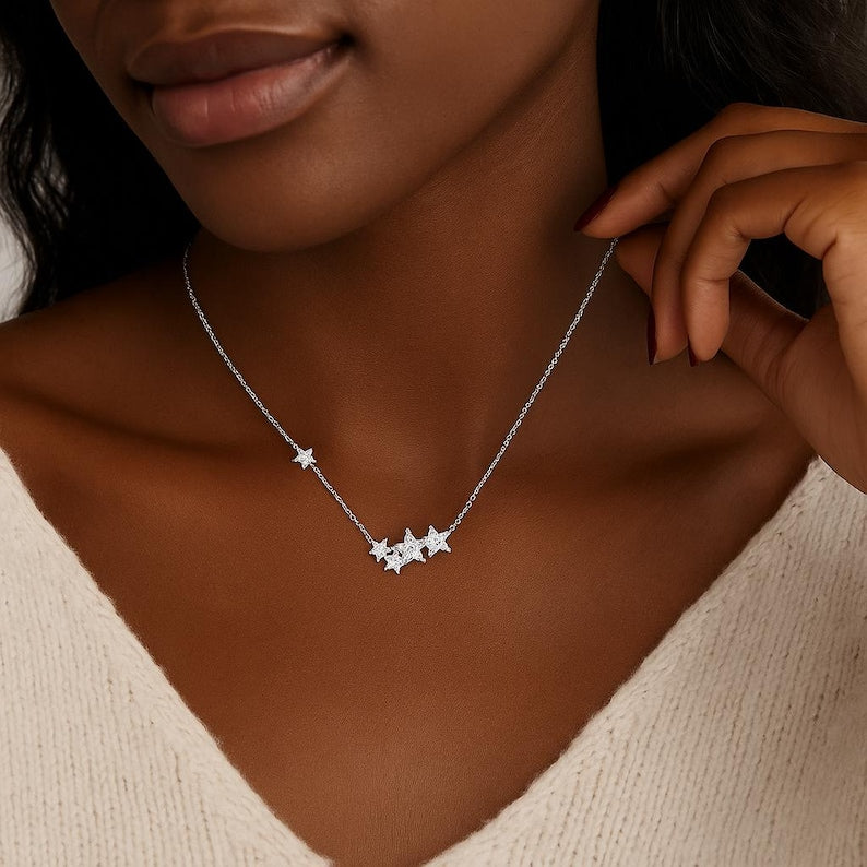 Delicate Sterling Silver Star Necklace | Dainty 925 Star Pendant