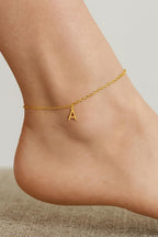 Personalized Gold Initial Anklet – 14K Gold Over Stainless Steel