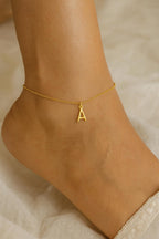 Personalized Gold Initial Anklet – 14K Gold Over Stainless Steel