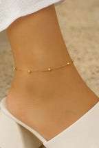 Minimalist Gold Beaded Anklet | 14K Gold Over Stainless Steel