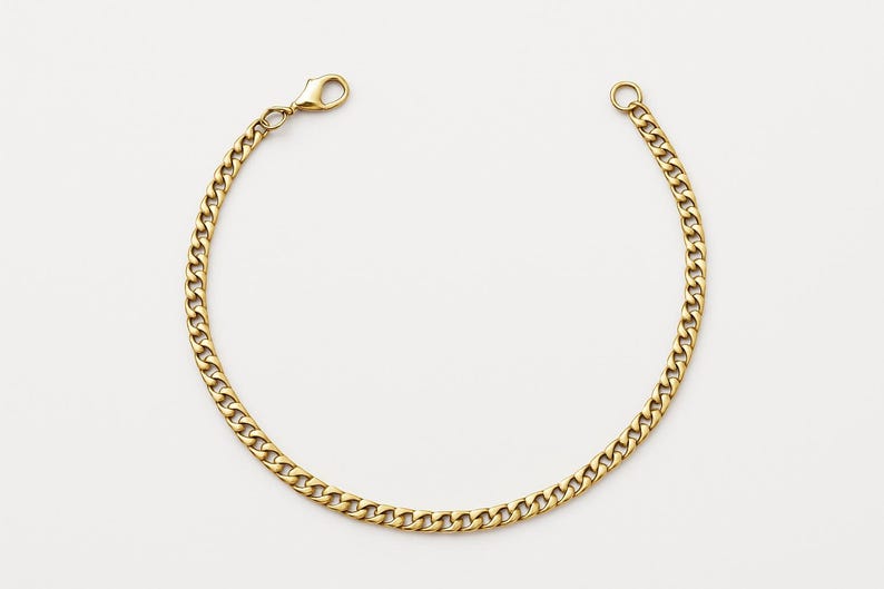 Unisex 18K Gold Curb Chain Necklace: 3mm Stainless Steel, Non-Tarnish