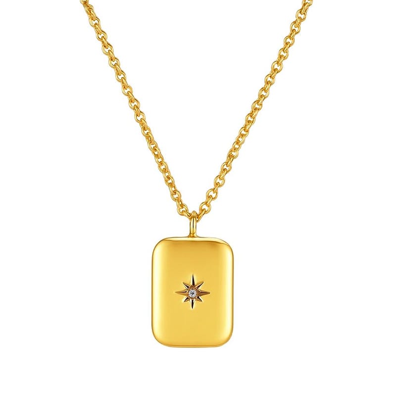 Minimalist North Star Gold Pendant Necklace – 14K Gold