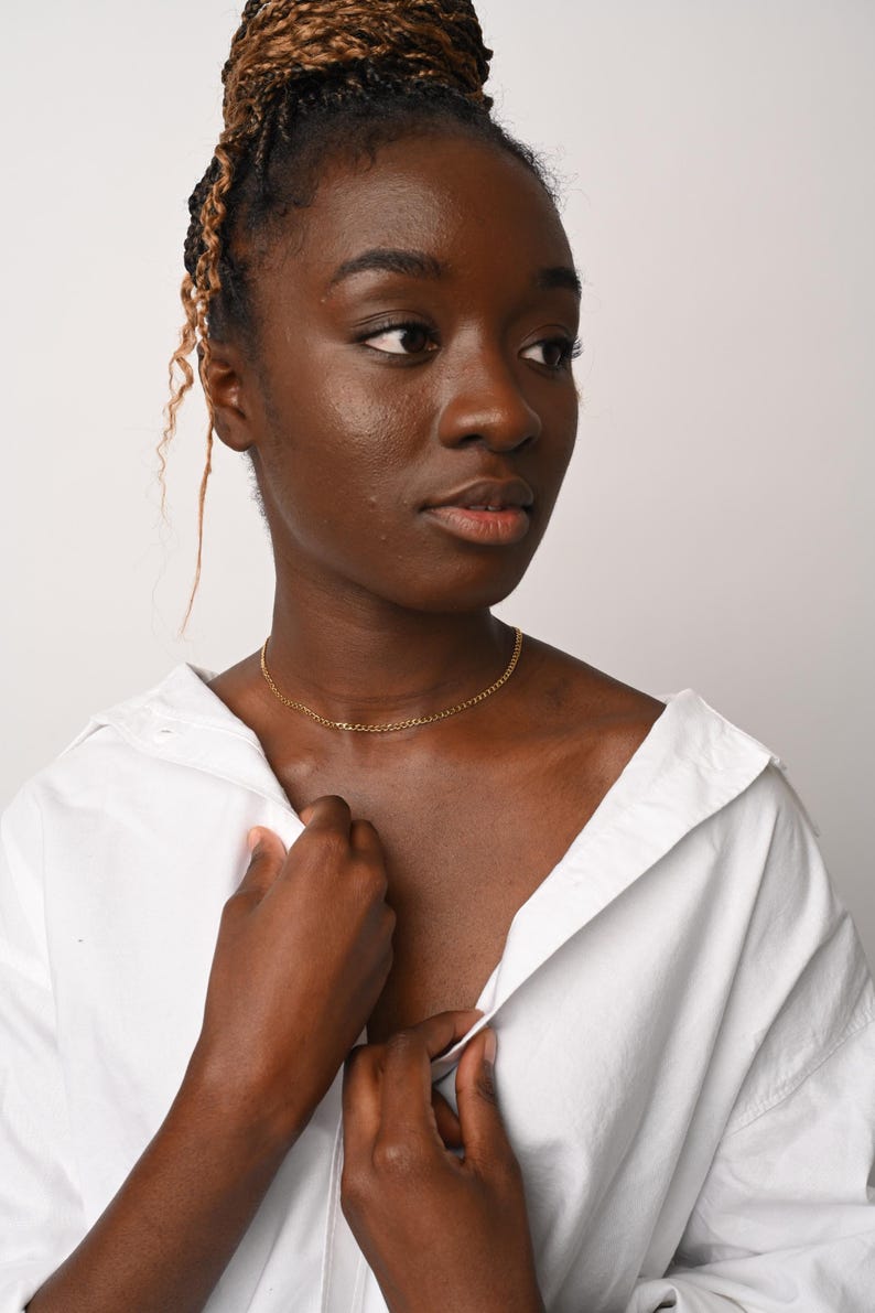 Unisex 18K Gold Curb Chain Necklace: 3mm Stainless Steel, Non-Tarnish