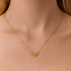 Dainty 18K Gold Plated Bow Necklace: Minimalist Stainless Steel Pendant