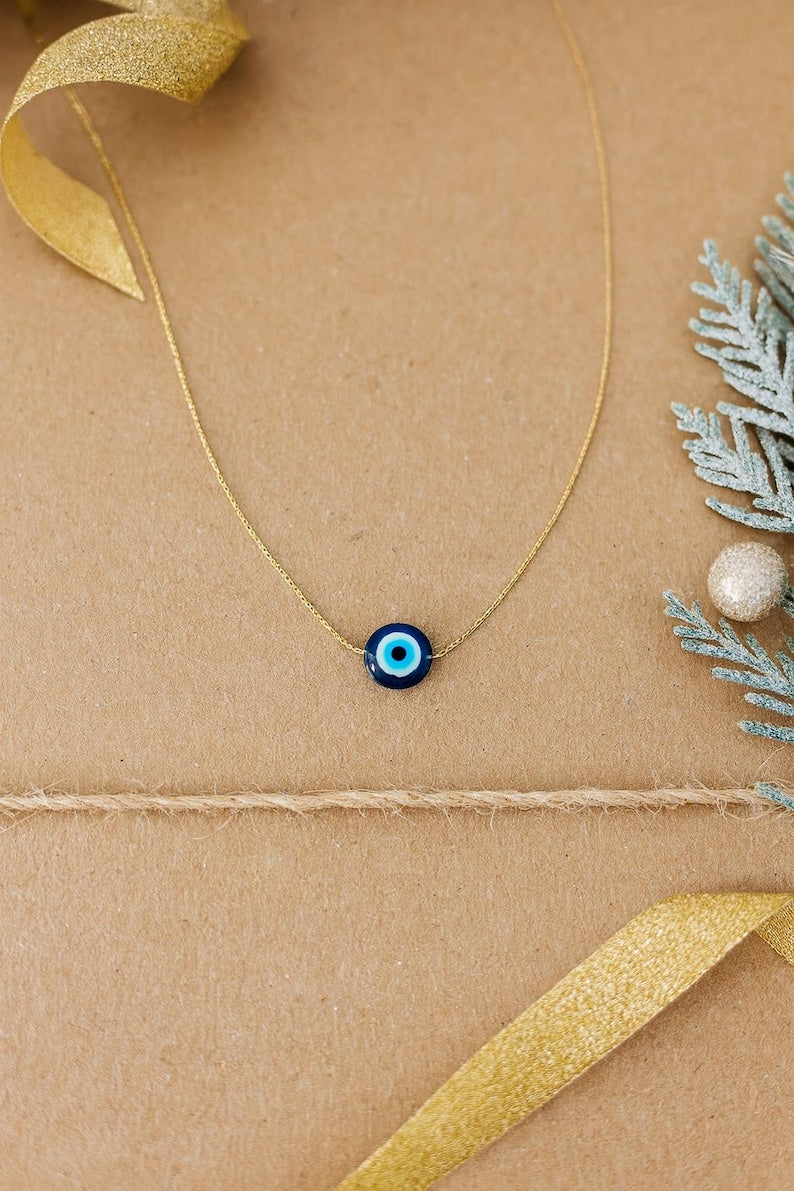 Evil Eye Necklace – 14k Gold Plated Chain with Blue Resin