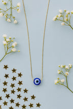 Evil Eye Necklace – 14k Gold Plated Chain with Blue Resin