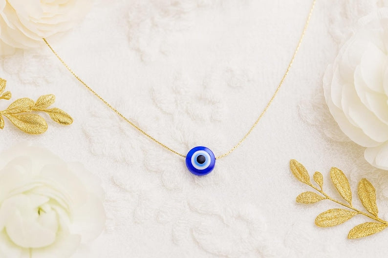 Evil Eye Necklace – 14k Gold Plated Chain with Blue Resin