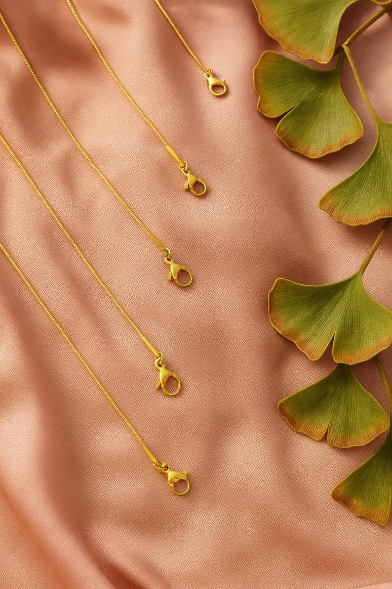 18k Gold Plated Snake Chain Necklace – Dainty 1mm Gold Chain – Minimalist Necklace – Layering Chain