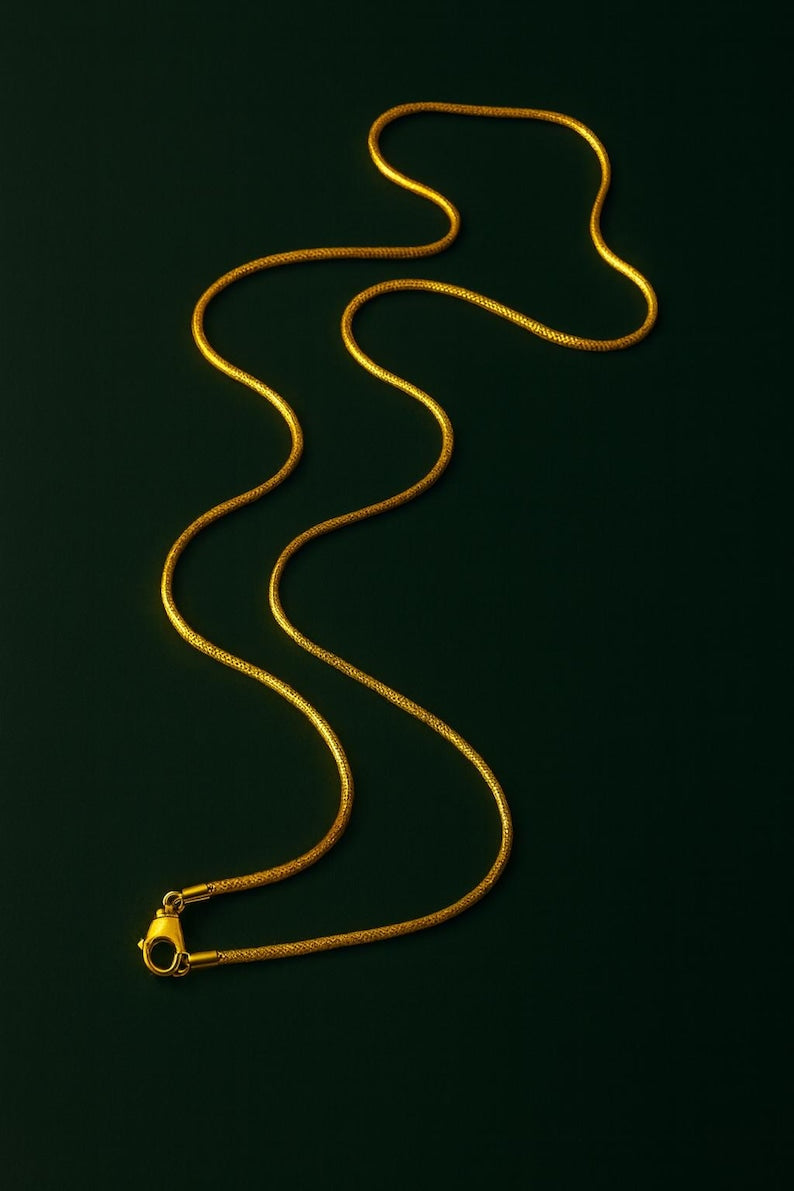 18k Gold Plated Snake Chain Necklace – Dainty 1mm Gold Chain – Minimalist Necklace – Layering Chain