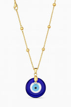 Gold Evil Eye Necklace | Blue Glass Nazar Pendant | Dainty Protection Necklace
