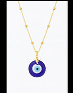 Gold Evil Eye Necklace | Blue Glass Nazar Pendant | Dainty Protection Necklace