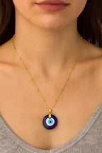 Gold Evil Eye Necklace | Blue Glass Nazar Pendant | Dainty Protection Necklace