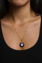 Gold Evil Eye Necklace | Blue Glass Nazar Pendant | Dainty Protection Necklace