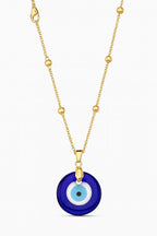 Gold Evil Eye Necklace | Blue Glass Nazar Pendant | Dainty Protection Necklace