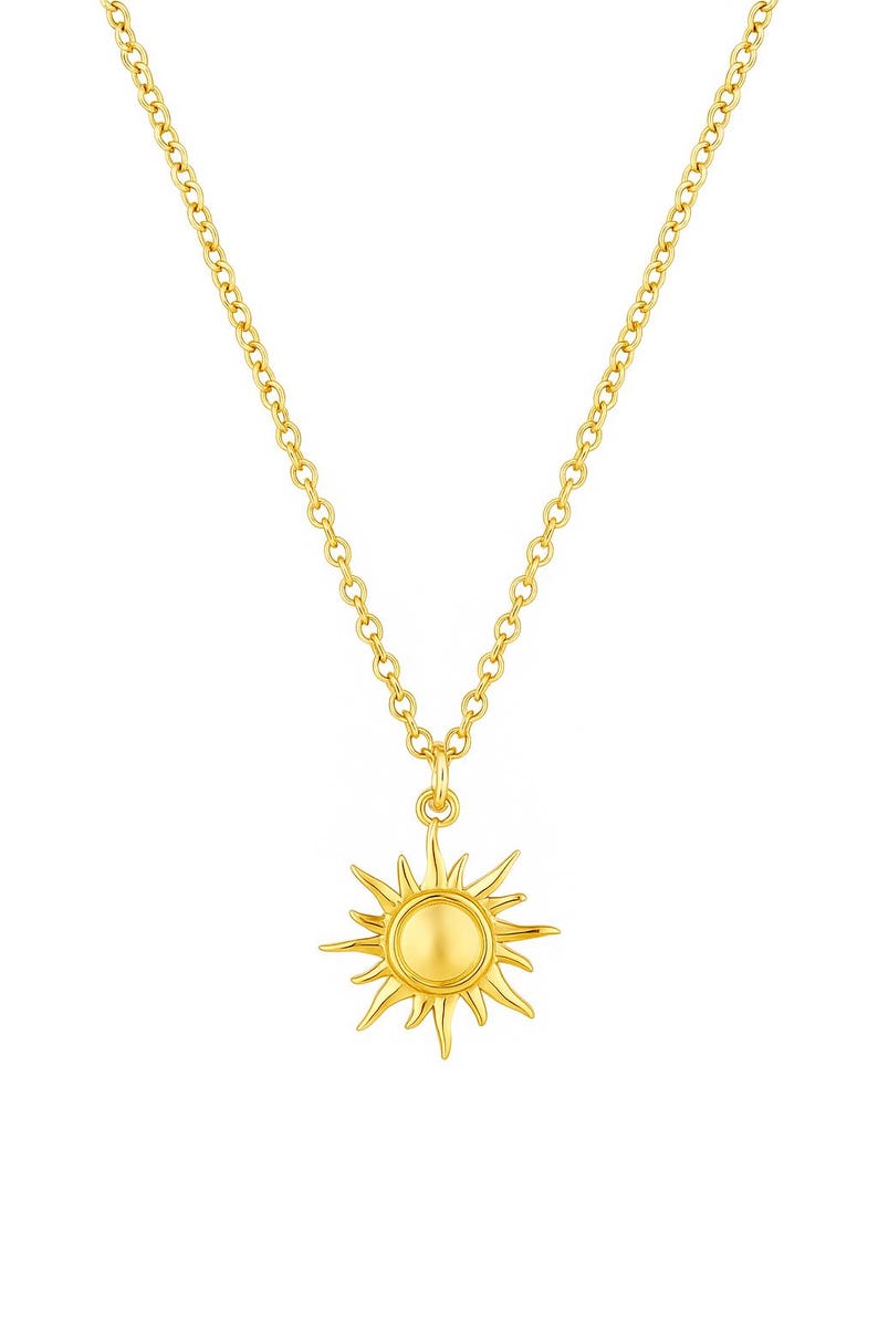 Sun Necklace – 18K Gold Plated Stainless Steel | Dainty Sun Pendant Necklace