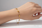 Gold Flower Charm Bracelet • Stainless Steel Dainty Bracelet