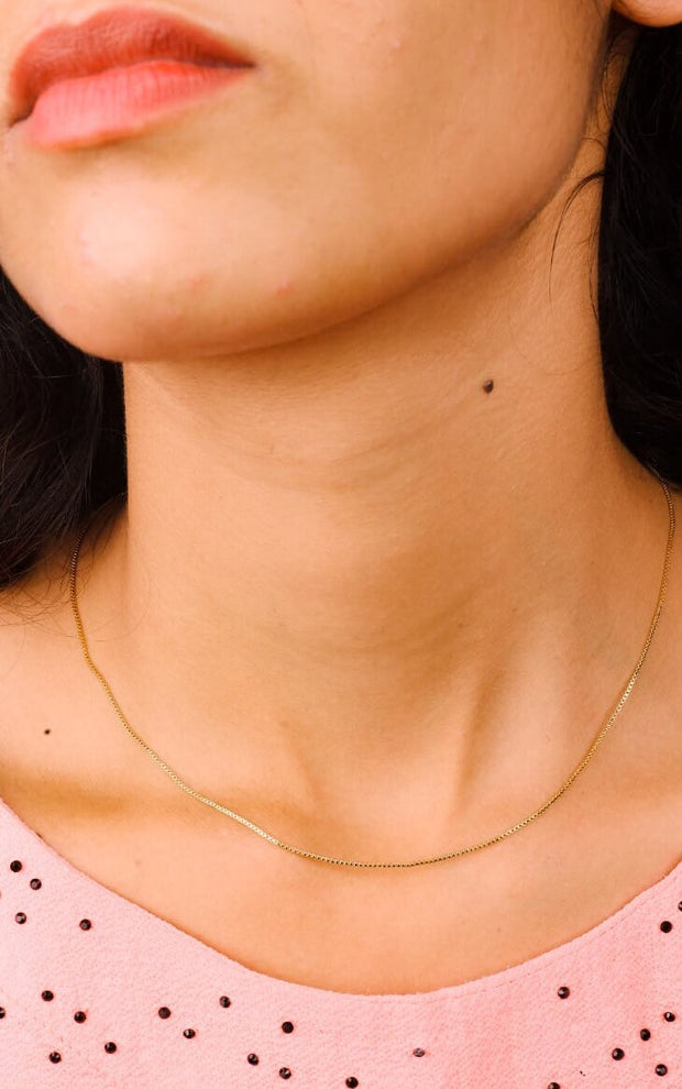 Sterling Silver Box Gold Chain Necklace