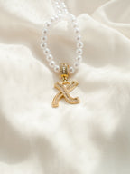 INITIAL BEADED NECKLACE Pendant- custom Pearl Initial Necklace- Gift For Her