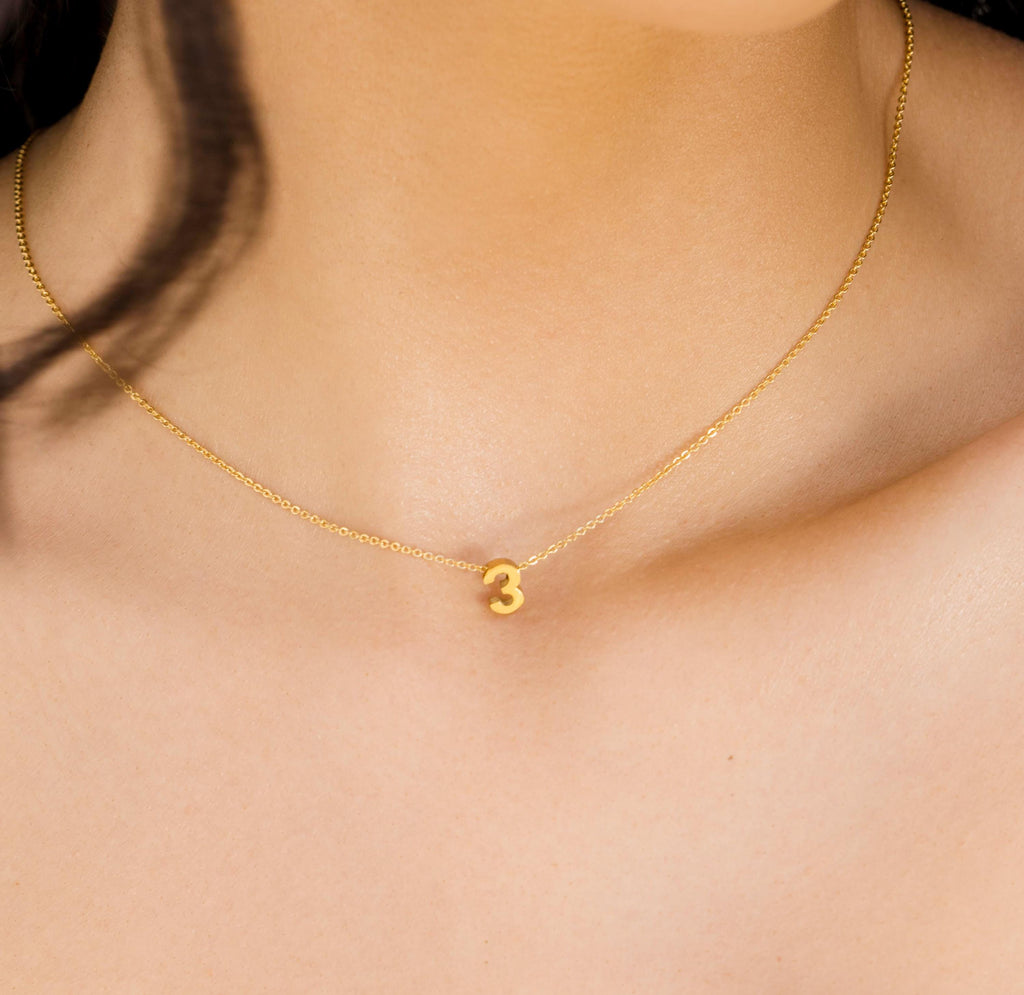 14K Custom Lucky Number Necklace, Dainty Date Jewelry, Custom Number Necklace, Minimalist Necklace, 50, 60, 70 MOTHER BIRTHDAY GIFT
