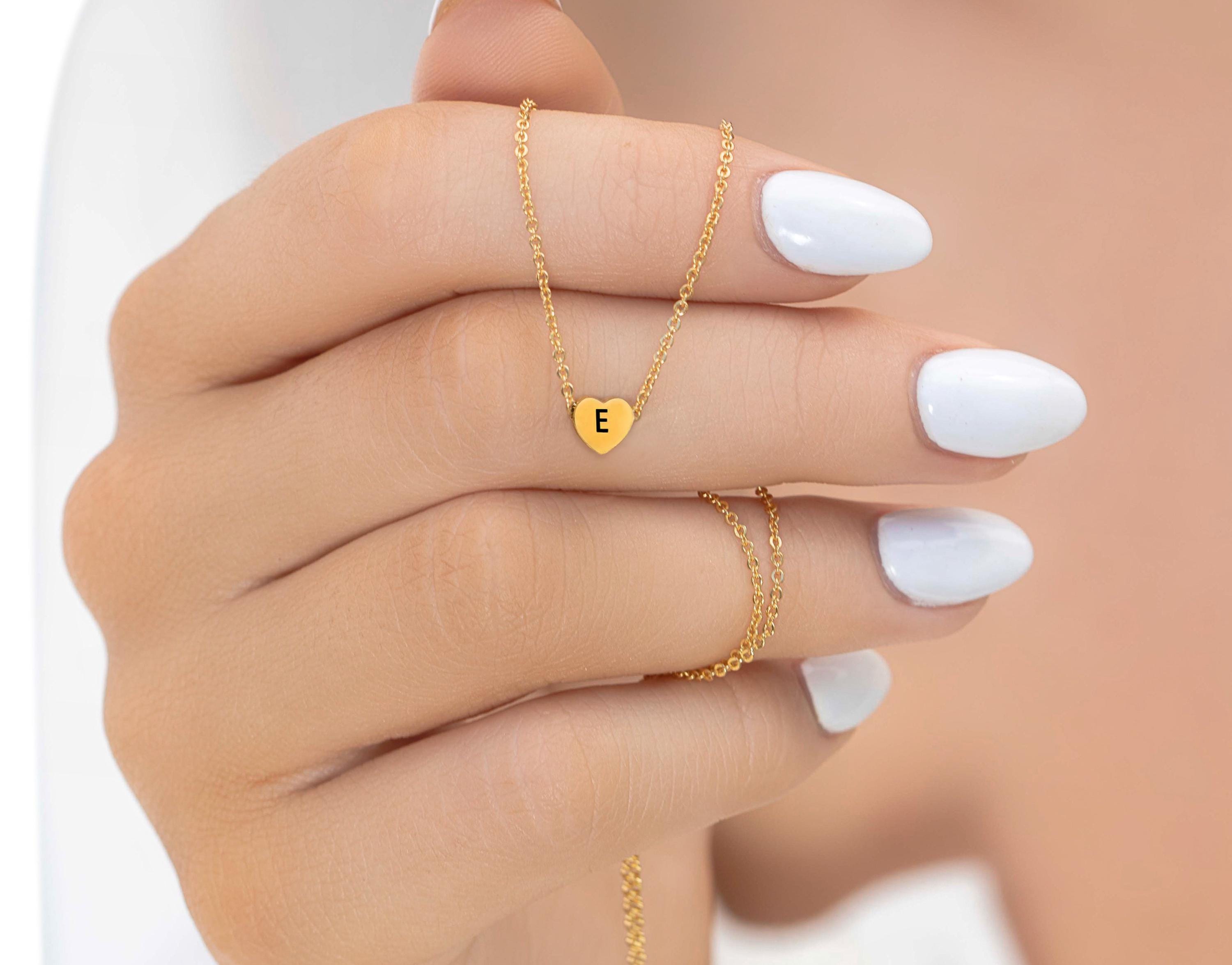 Personalized Dainty initial Necklace, Custom Letter Necklace, Tiny initial heart Charm, Initial letter necklace, Dainty Minimalist Necklace