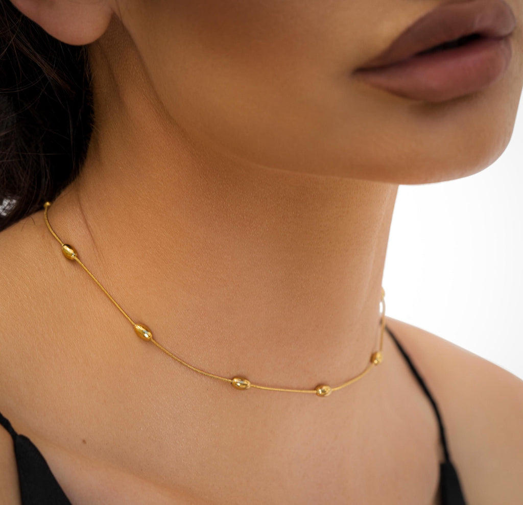 Dainty Choker Necklace, Dainty & Minimalist beaded snake choker Necklace