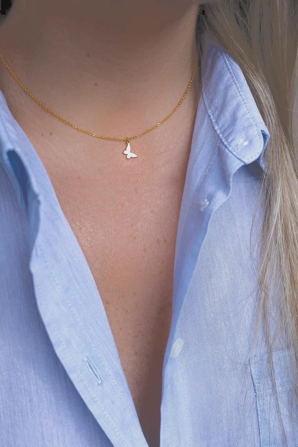 Dainty Butterfly Pendant, Tiny Butterfly Necklace, Minimalist Silver Butterfly Necklace