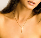 Gold & silver bar necklace, Vertical bar necklace, Minimalist necklace, simple bar necklace, Linked Pendant Necklace , Infinity Necklace